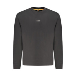 HUGO BOSS MEN'S BLACK ZIP-UP SWEATSHIRT