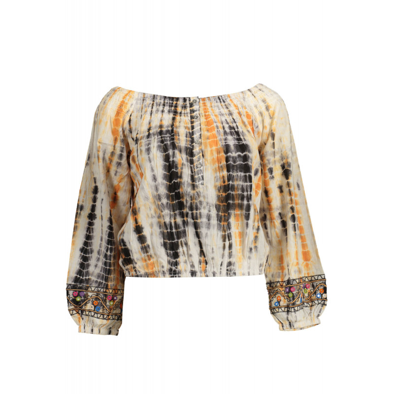 CAMISETA MANGA LARGA MUJER DESIGUAL BEIGE