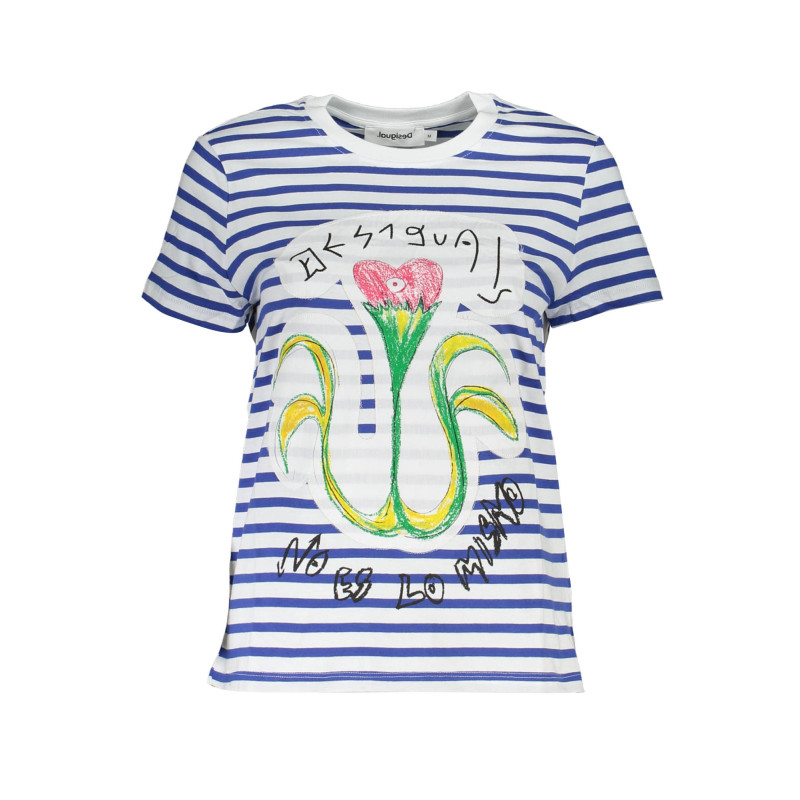 CAMISETA DE MANGA CORTA DESIGUAL MUJER AZUL