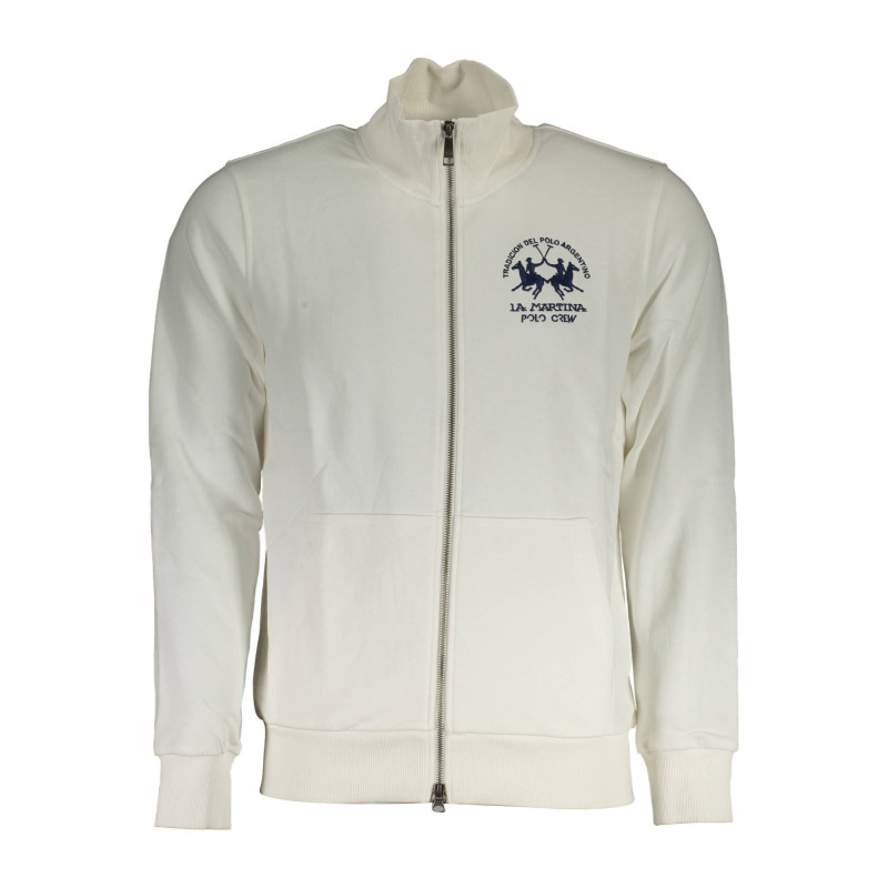Sweat-shirt zippé blanc pour homme LA MARTINA