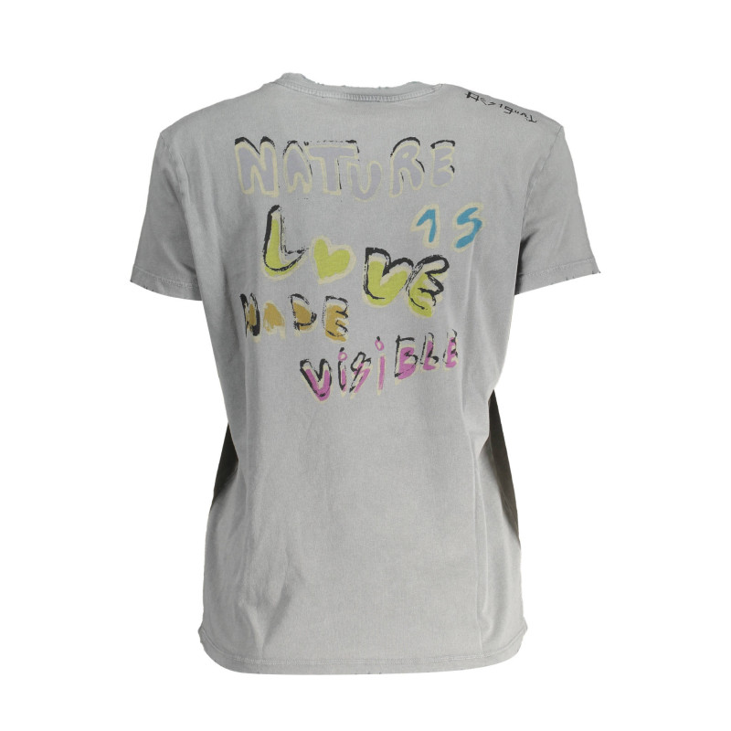CAMISETA DE MANGA CORTA DESIGUAL MUJER GRIS