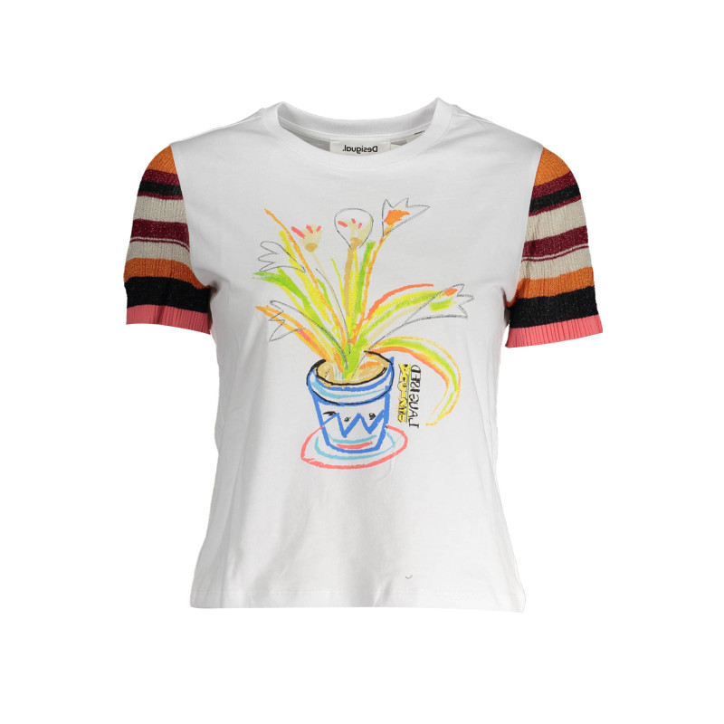 DESIGUAL KURZARM-T-SHIRT DAMEN WEISS