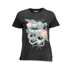 CAMISETA DE MANGA CORTA DESIGUAL MUJER NEGRA