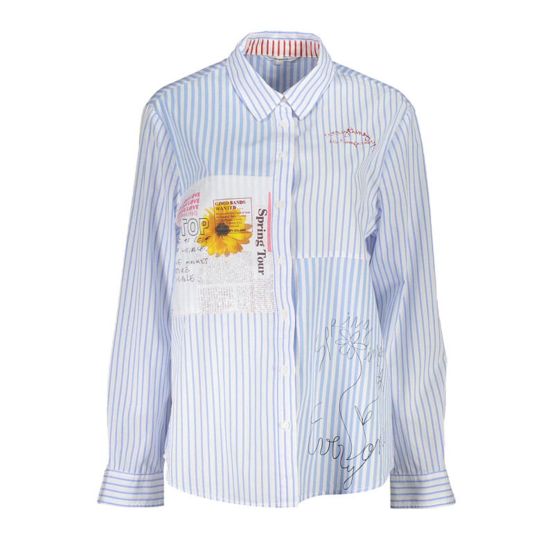 CAMISA DE MANGA LARGA DESIGUAL MUJER AZUL