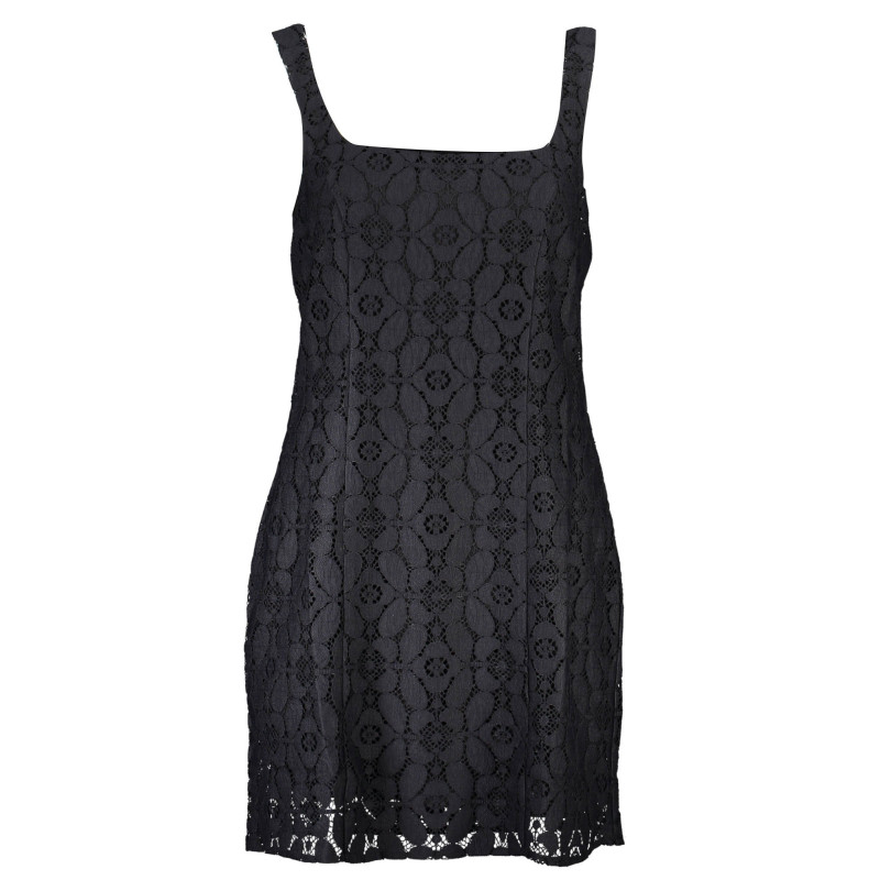 VESTIDO CORTO DESIGUAL MUJER NEGRO