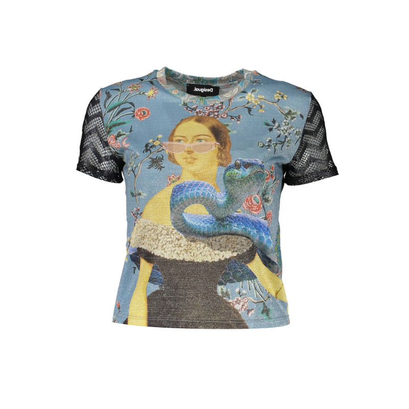 CAMISETA DE MANGA CORTA DESIGUAL MUJER AZUL