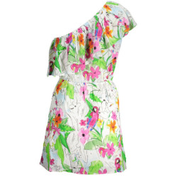 VESTIDO CORTO DESIGUAL MUJER BLANCO