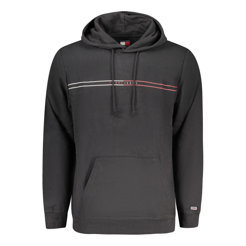 TOMMY HILFIGER MEN'S BLACK ZIP-UP SWEATSHIRT