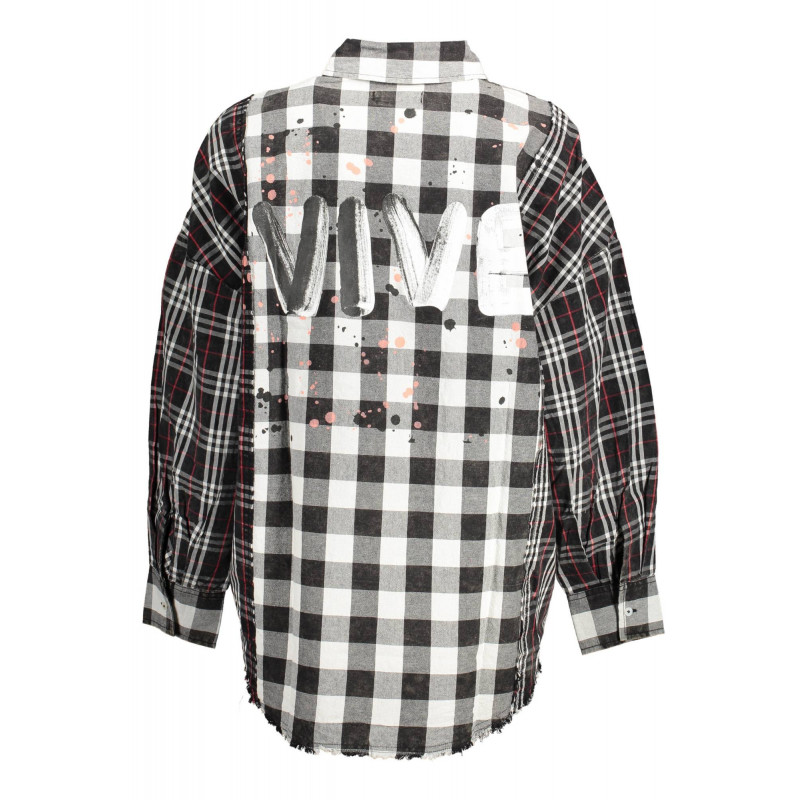 CAMISETA MANGA LARGA DESIGUAL MUJER NEGRO