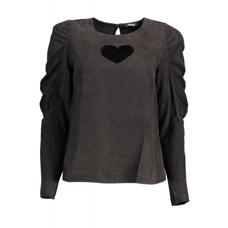 CAMISETA MANGA LARGA DESIGUAL MUJER NEGRO