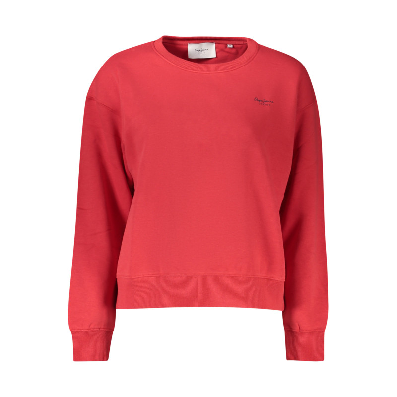 PEPE JEANS WOMEN'S RED ZIP-UP SWEATSHIRT