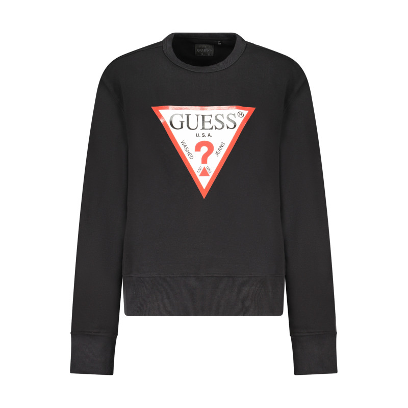 GUESS JEANS WOMEN'S BLACK ZIP-UP SWEATSHIRT