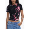 CAMISETA DE MANGA CORTA DE MUJER DESIGUAL NEGRA