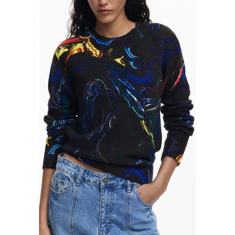 DESIGUAL DAMEN SCHWARZER PULLOVER