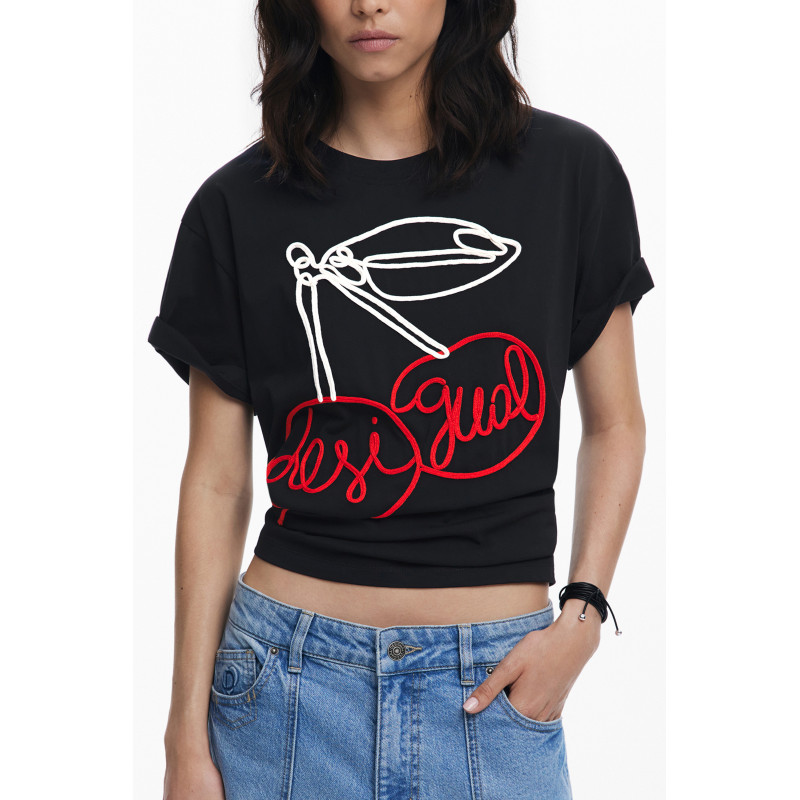 DESIGUAL WOMEN'S SHORT-SLEEVE T-SHIRT BLACK