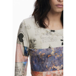 DESIGUAL T-SHIRT MANICHE LUNGHE DONNA BEIGE