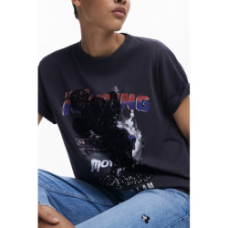 CAMISETA DE MANGA CORTA DE MUJER DESIGUAL NEGRA