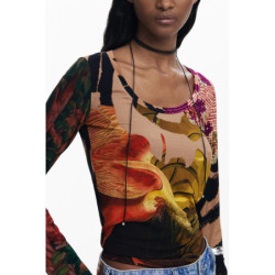 CAMISETA DE MANGA LARGA DE MUJER DESIGUAL, MARRÓN