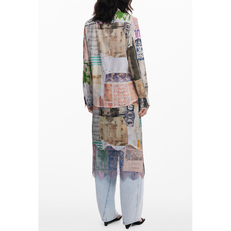 DESIGUAL WOMEN'S LONG-SLEEVED SHIRT, BEIGE