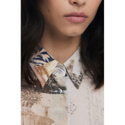 DESIGUAL WOMEN'S LONG-SLEEVED SHIRT, BEIGE
