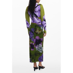 DESIGUAL LANGER GRÜNER DAMENROCK