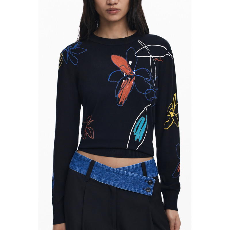 DESIGUAL DAMEN SCHWARZER PULLOVER