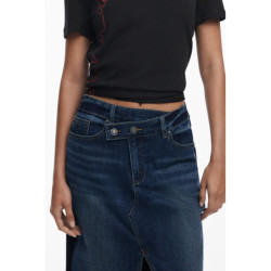 FALDA LARGA AZUL DE MUJER DESIGUAL