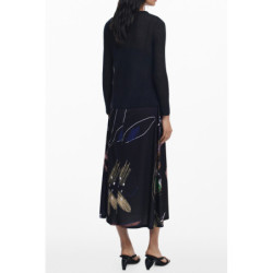 VESTIDO LARGO NEGRO DE MUJER DESIGUAL