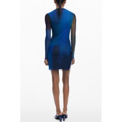 VESTIDO CORTO DESIGUAL PARA MUJER EN AZUL