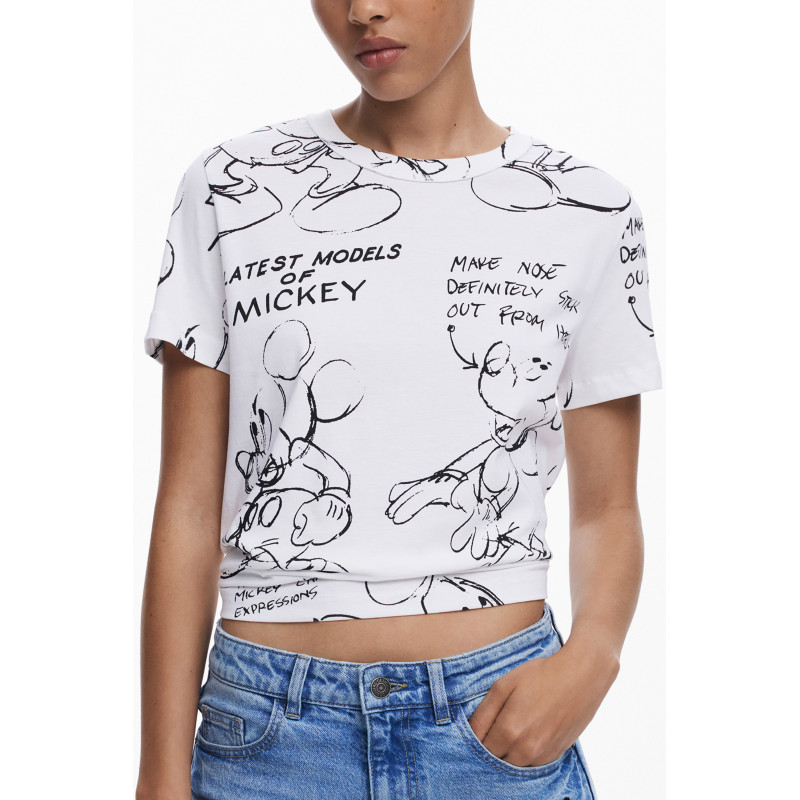 CAMISETA DE MANGA CORTA DE MUJER DESIGUAL BLANCA
