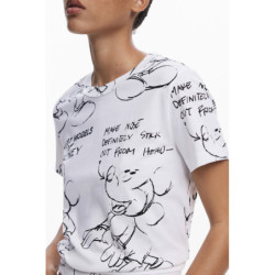 CAMISETA DE MANGA CORTA DE MUJER DESIGUAL BLANCA