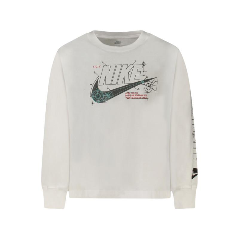 T-SHIRT À MANCHES LONGUES NIKE POUR ENFANT, BLANC