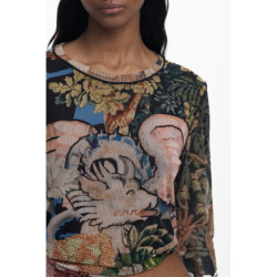 DESIGUAL T-SHIRT MANICHE LUNGHE DONNA NERO