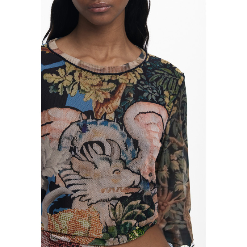 CAMISETA DE MANGA LARGA DE MUJER DESIGUAL NEGRA