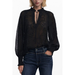 DESIGUAL WOMEN'S LONG-SLEEVED SHIRT, BLACK