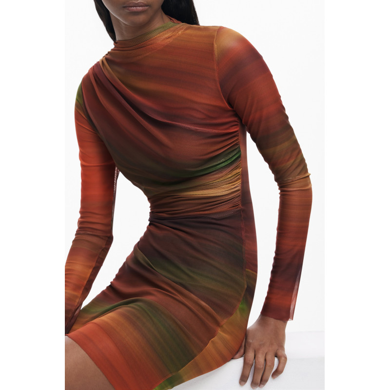 DESIGUAL DAMEN KURZES KLEID ORANGE