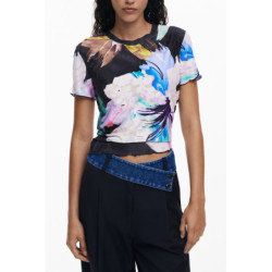 DESIGUAL T-SHIRT MANICHE CORTE DONNA NERO