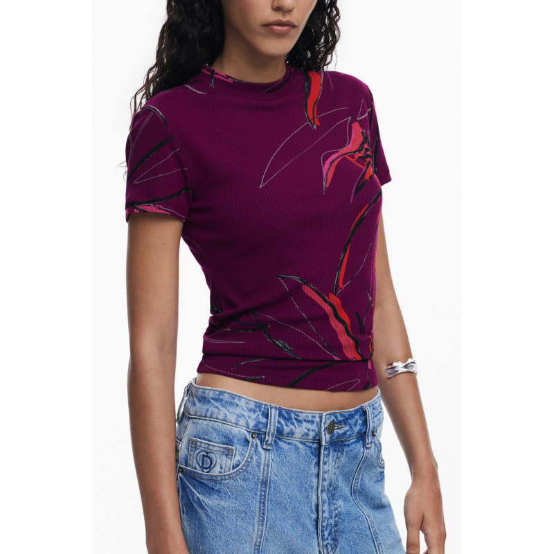 DESIGUAL WOMEN'S SHORT-SLEEVE T-SHIRT PURPLE