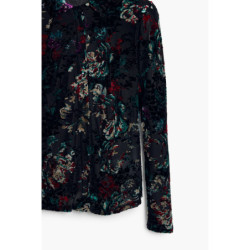 CAMISA DE MANGA LARGA DE MUJER DESIGUAL, NEGRA