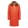 Moschino Trench en Cuir Orange avec Col en Fourrure A37045270-9041