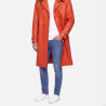 Moschino Trench en Cuir Orange avec Col en Fourrure A37045270-9041