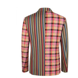 Moschino Blazer Patchwork Bicolore Rayures Carreaux Multicolore A05057013-3888