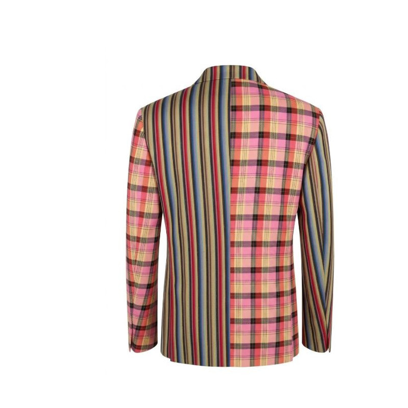 Moschino Blazer Patchwork Bicolore Rayures Carreaux Multicolore A05057013-3888