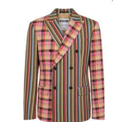 Moschino Blazer Patchwork Bicolore Rayures Carreaux Multicolore A05057013-3888