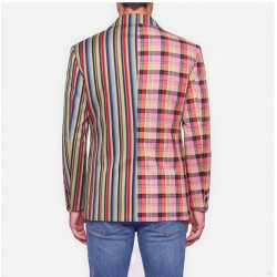 Moschino Blazer Patchwork Bicolore Rayures Carreaux Multicolore A05057013-3888