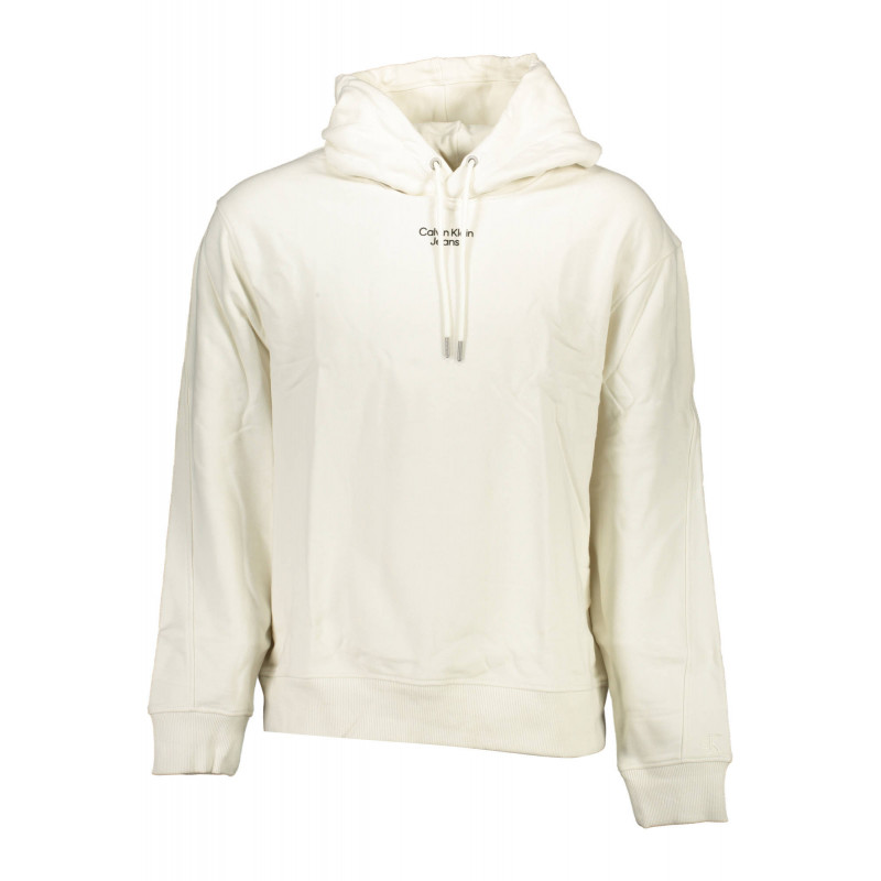 CALVIN KLEIN WHITE MEN'S SWEATSHIRT WITHOUT ZIP
