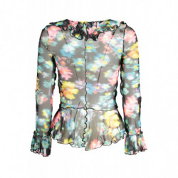 CAMISETA MANGA LARGA MUJER NEGRA DESIGUAL