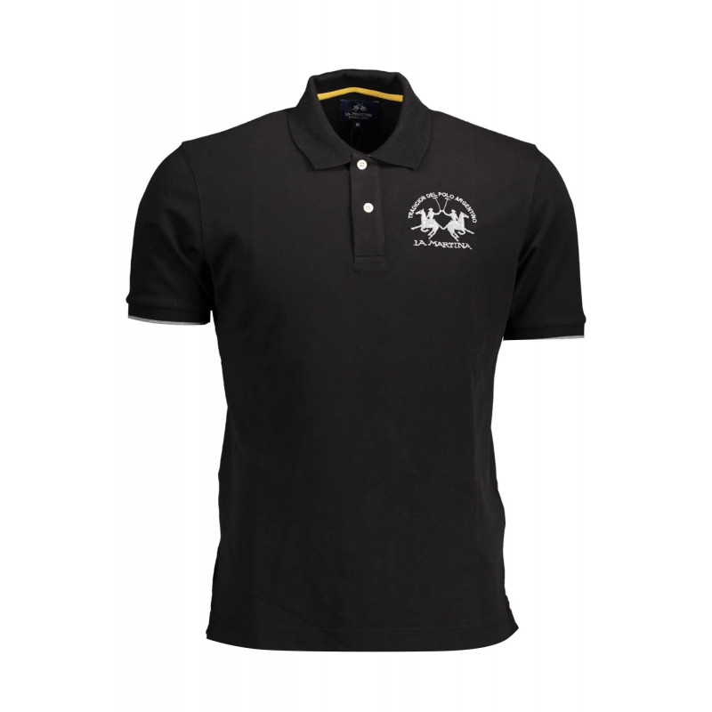 LA MARTINA MEN'S BLACK SHORT SLEEVED POLO SHIRT