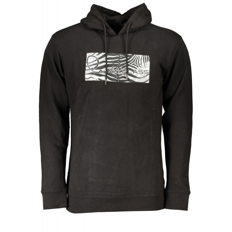 CAVALLI CLASS MEN'S BLACK ZIP-OUT SWEATSHIRT