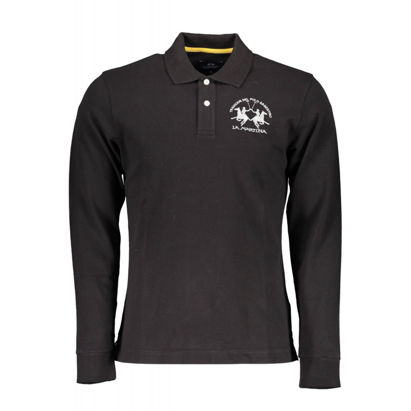 LA MARTINA SCHWARZES LANGARM-POLOSHIRT FÜR HERREN